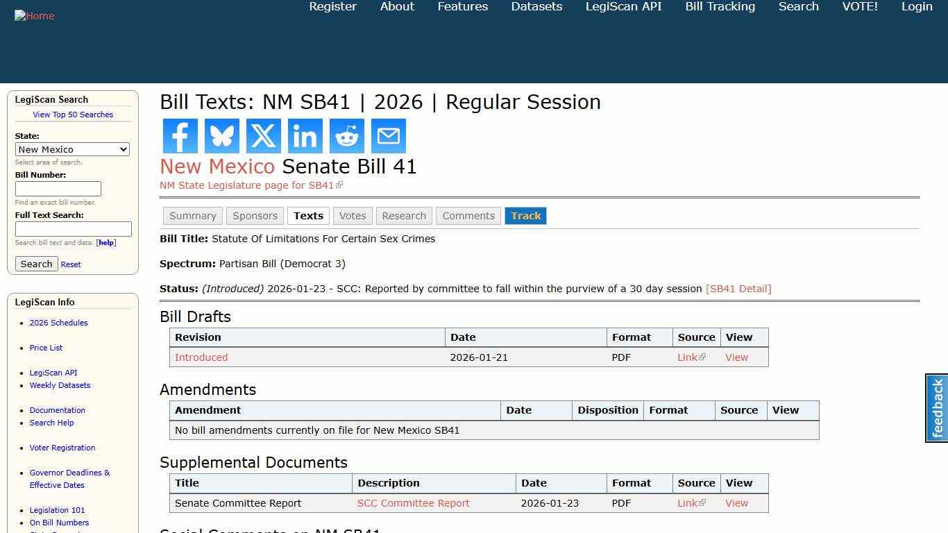 Bill Texts: NM SB41 2026 Regular Session LegiScan